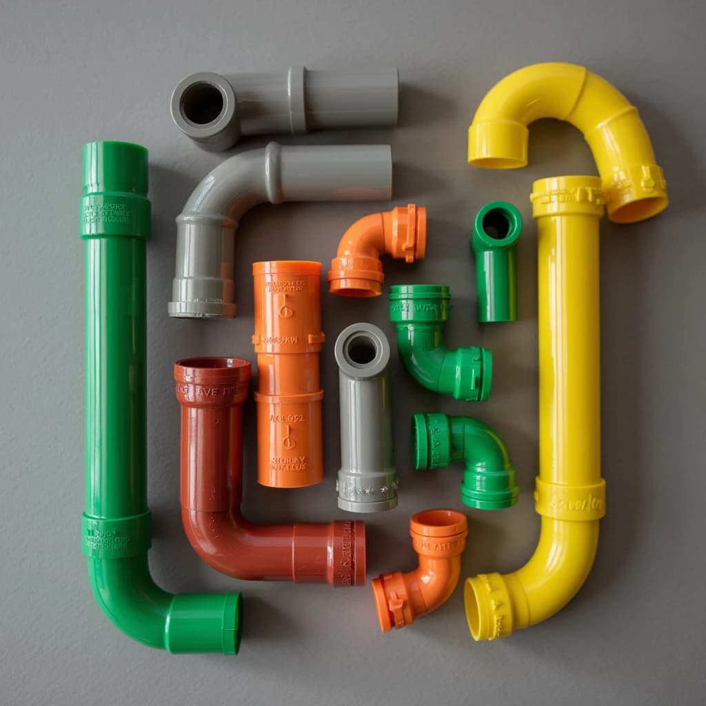 Different sizes of PEX pipes arranged in a square