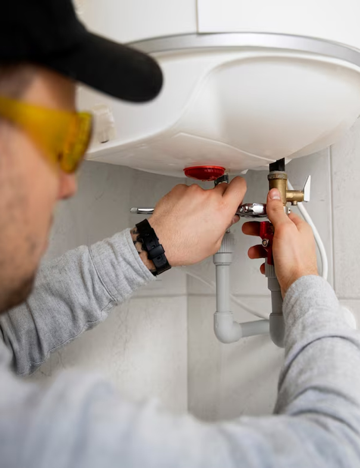 Hybrid heat pump water heater installed in a residential basement