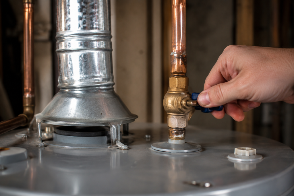 Mukilteo plumber shutting off leaking water heater