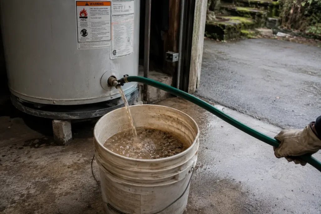 flushing sediment from a water heater in Everett, WA