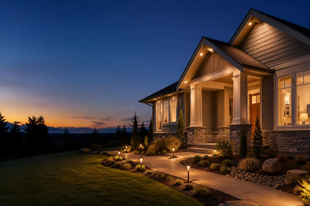 LED recessed lighting installation by an Everett electrician, exterior view