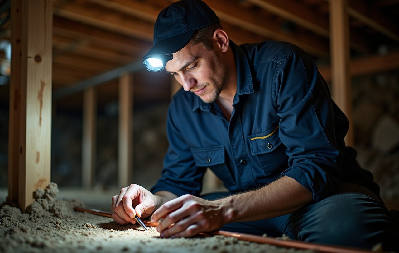 Danika plumber repairing a copper supply line in the crawlspace of an Everett home