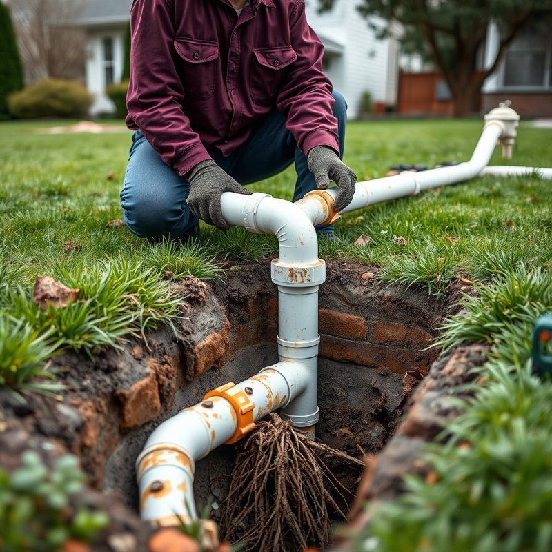 Side sewer repair trench for an Edmonds WA home