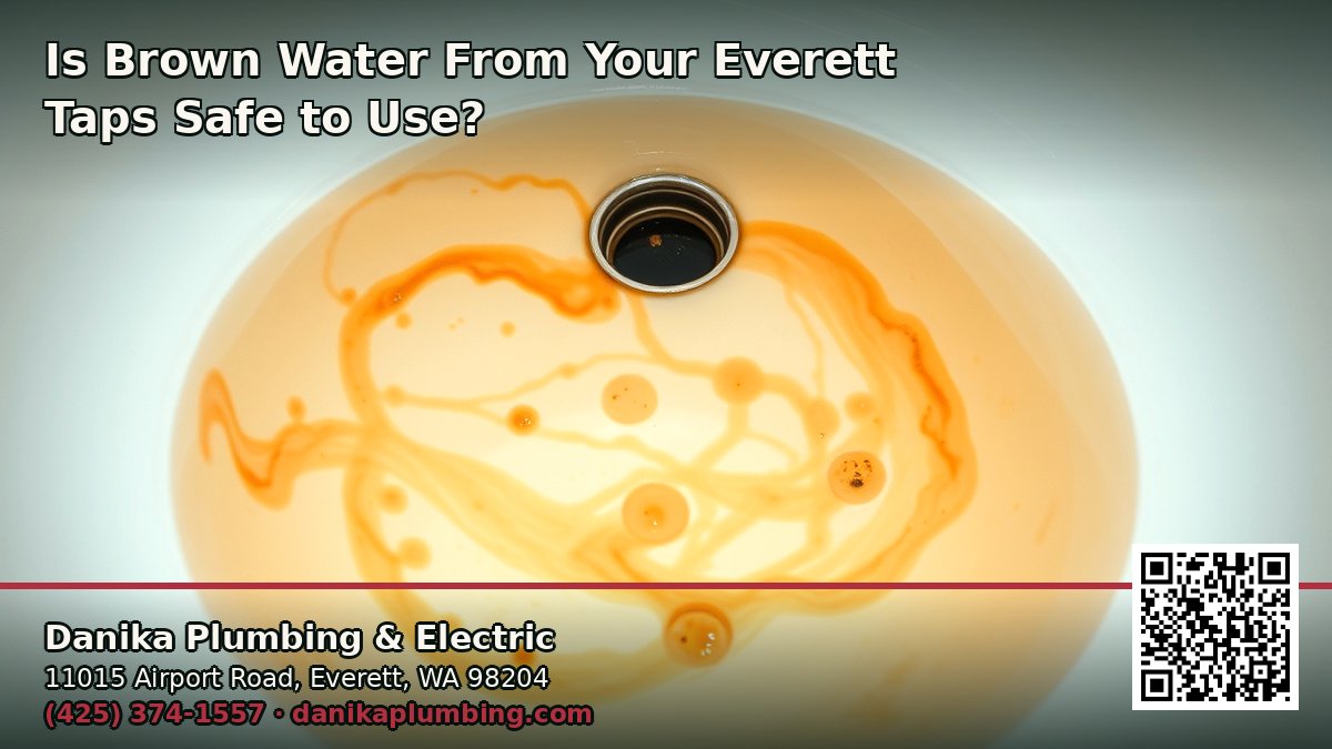 Brown water in Everett swirling into a white sink drain