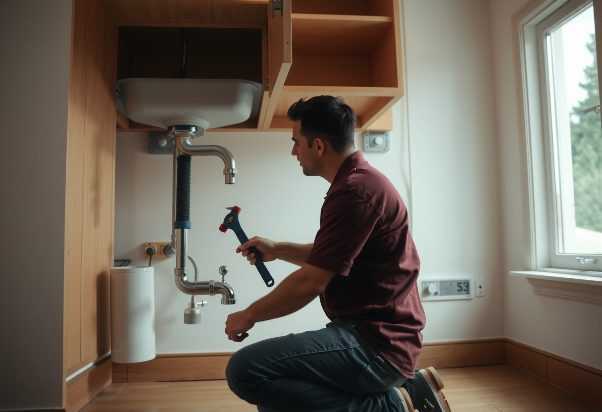 Danika plumber repairing a sink drain in an Issaquah home
