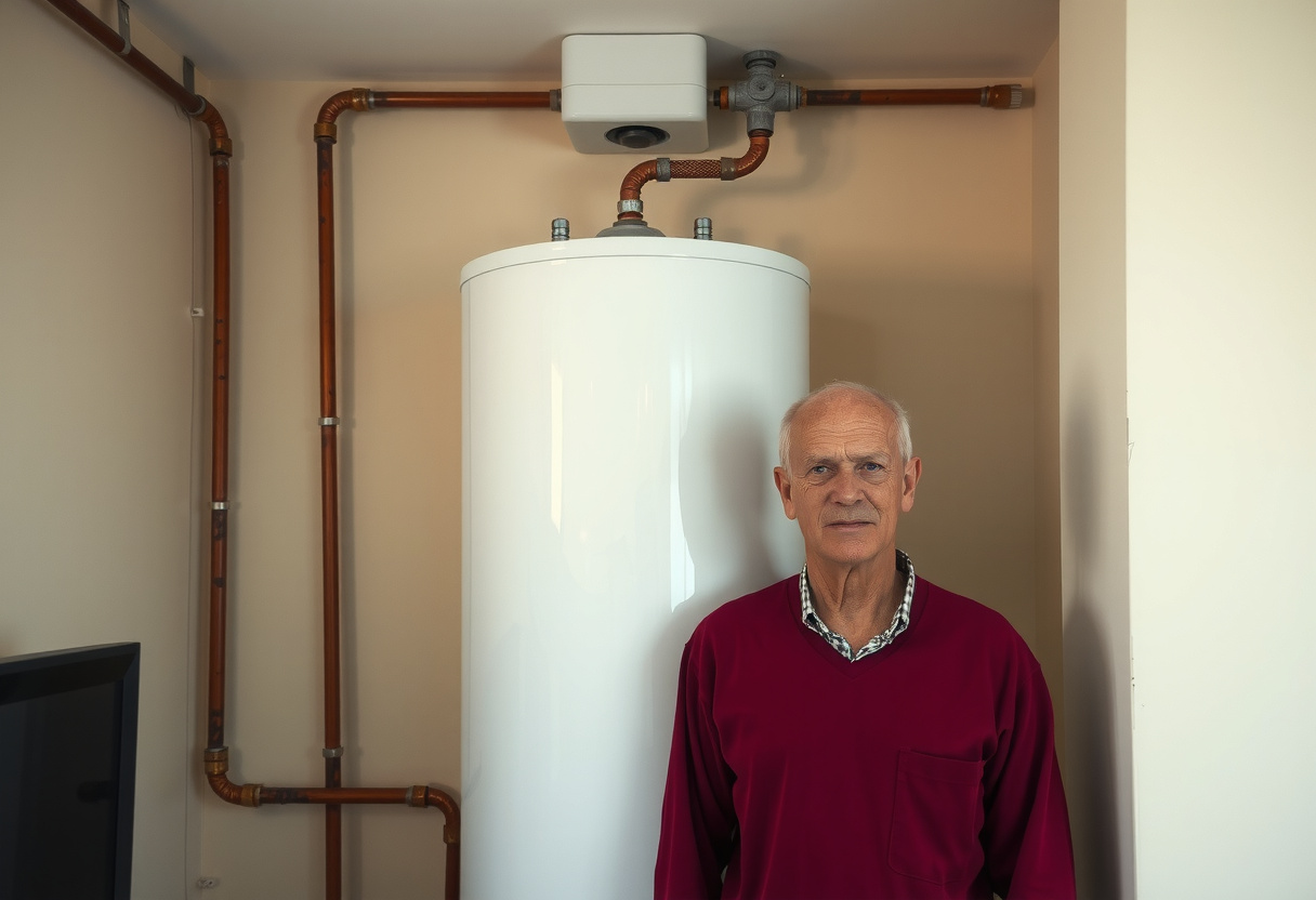 Newly installed water heater in an Issaquah garage
