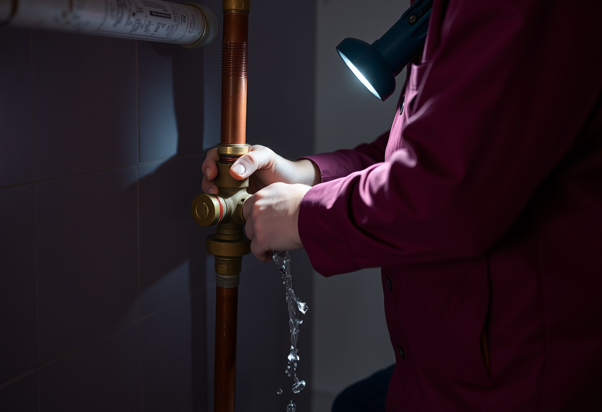 Emergency plumbing repair on a burst copper line in Kirkland WA