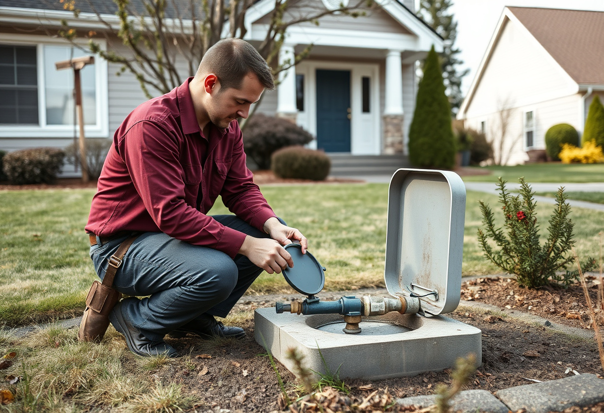 Danika plumber checking a water meter at a Kirkland WA home