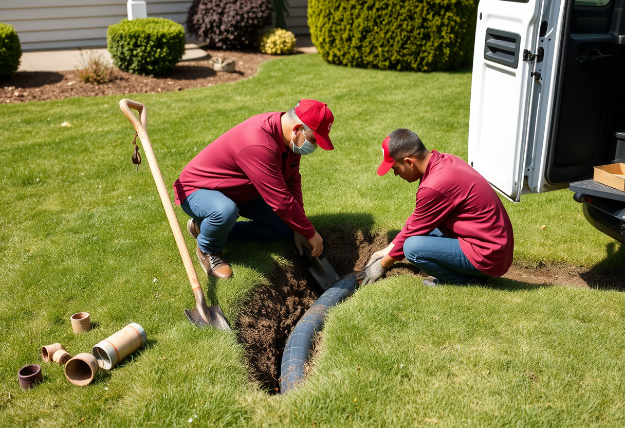 Side sewer excavation and drain repair in a Kirkland WA yard