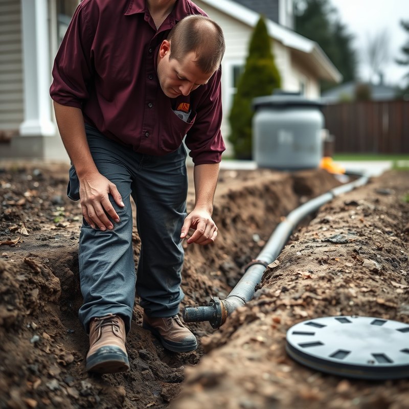 Sewer connection trench at a Marysville WA home