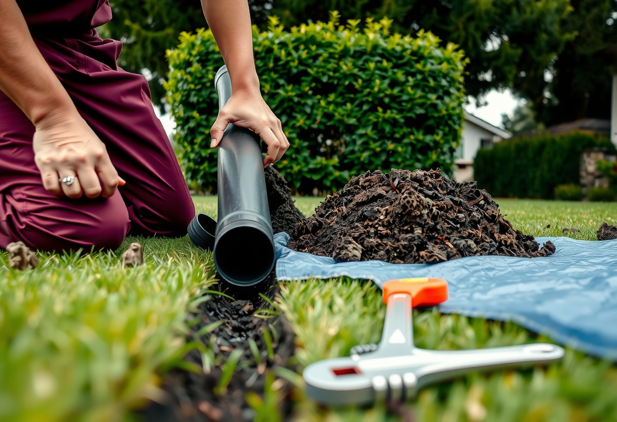 Licensed plumber opening a residential side sewer line in a Brier, WA front yard