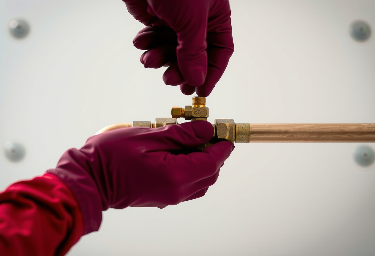 Connecting a brass fitting to a copper water line during a water heater replacement