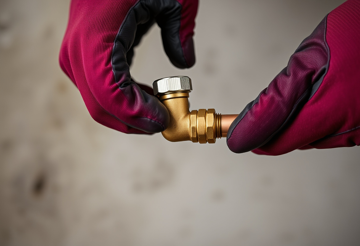 Connecting a brass fitting to a copper line during a water heater replacement